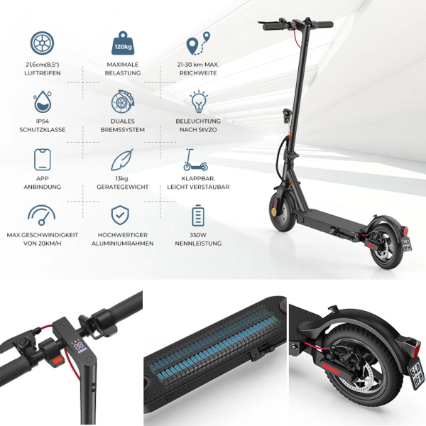 Klappbar E-Scooter Elektro Scooter mit straßenzulassung ABE 350W Elektroroller – Bild 10