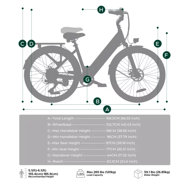 HillMiles 26″ E-Bike – 36V 13Ah Akku, herausnehmbar, Pendler E-Bike für Alltag & Stadt – Bild 6